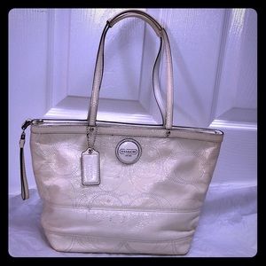 Coach Purse Cream Patent Leather